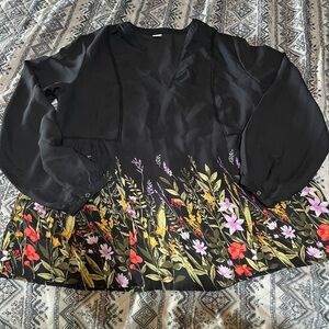 Floral Black Blouse